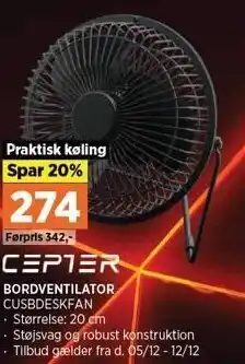 Power BORDVENTILATOR tilbud