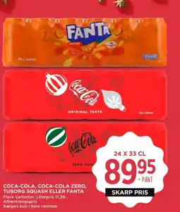 MENY Coca-cola, coca-cola zero, tuborg squash eller fanta tilbud