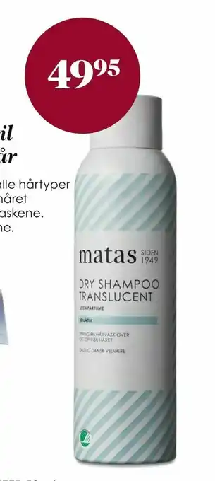 Matas Matas dry shampoo translucent tilbud