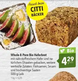 Citti Whole & pure bio haferbrot tilbud