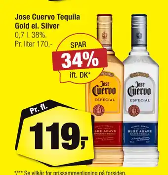 Calle Jose Cuervo Tequila Gold el. Silver tilbud