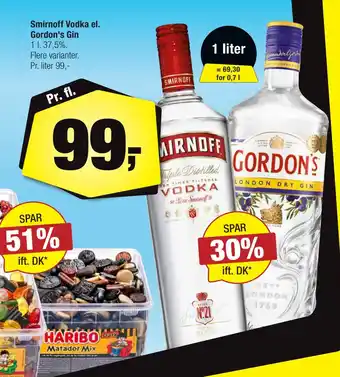 Calle Smirnoff Vodka el. Gordon's Gin tilbud