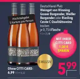 Citti Weingut von Winning Grauer Burgunder, Weißer Burgunder oder Riesling Cuvée C Qualitätsweine tilbud