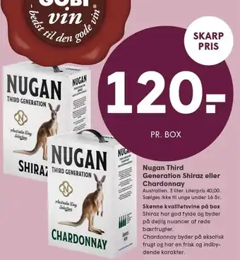 SPAR Nugan Third Generation Shiraz eller Chardonnay tilbud