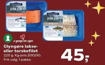 SuperBrugsen Glyngøre lakse- eller torskefilet tilbud