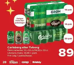 SuperBrugsen Carlsberg eller Tuborg tilbud