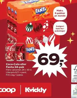 SuperBrugsen Coca-Cola eller Fanta 24-pak tilbud