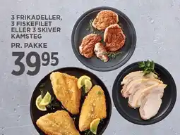 MENY 3 FRIKADELLER, 3 FISKEFILET ELLER 3 SKIVER KAMSTEG tilbud