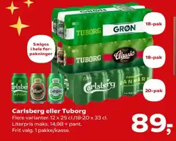 Kvickly CARLSBERG eller TUBORG tilbud