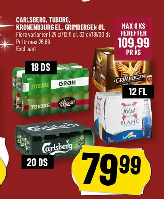 Løvbjerg CARLSBERG, TUBORG, KRONENBOURG EL. GRIMBERGEN ØL tilbud