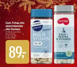 Føtex Livol, Futura vitaminer/mineraler eller Gerimax tilbud