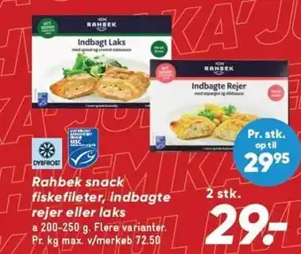 Bilka Rahbek snack fiskefileter, indbagte rejer elle laks tilbud