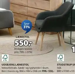 JYSK UDSBJERG LÆNESTOL tilbud