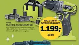 XL-BYG RYOBI Slagbore-/skruemaskine 18v tilbud