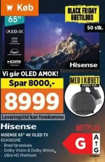 Power Hisense 65" 4K OLED TV 65A98GNE tilbud