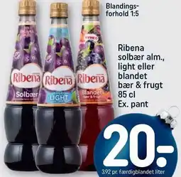 REMA 1000 Ribena solbær alm., light eller blandet bær & frugt 85 cl Ex. pant tilbud