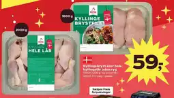 Kvickly Kyllingebryst eller hele kyllingelår uden ryg tilbud