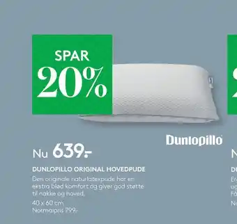 SengeSpecialisten Dunlopi llo original hovedpude tilbud