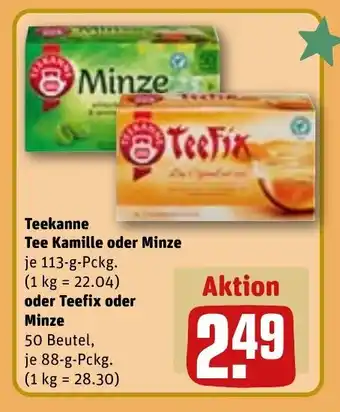 REWE TEEKANNE Tee kamille oder minze tilbud