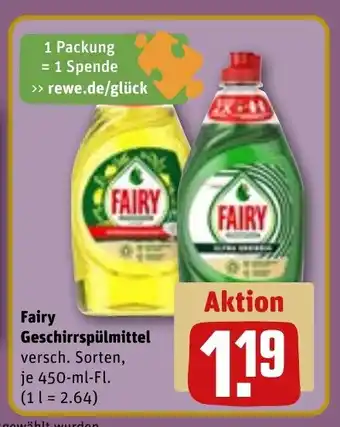 REWE FAIRY Geschirrspülmittel tilbud