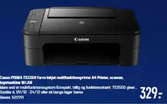 Elgiganten Canon PIXMA TS3350 Farve Inkjet multifunktionsprinter A4 Printer, scanner, kopimaskine WLAN tilbud