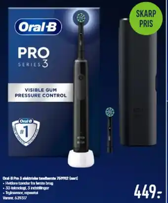 Elgiganten Oral-B Pro 3 elektriske tandbørste 759912 (sort) tilbud