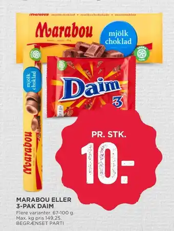 MENY Marabou eller 3-pak daim tilbud