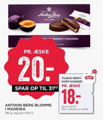 MENY Anthon berg blomme i madeira tilbud