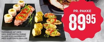 MENY Mørbrad af gris med kartoffeltårne eller kyllingebryst med kartoffelruller tilbud