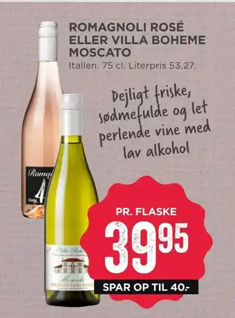 MENY Romagnoli rosé eller villa boheme moscato tilbud