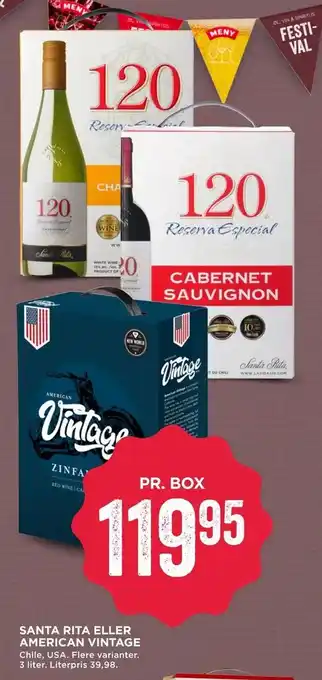 MENY Santa rita eller american vintage tilbud