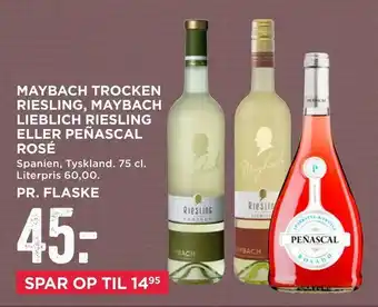 Maybach trocken riesling, maybach lieblich riesling eller peñascal rosé