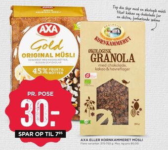 MENY Axa eller kornkammeret müsli tilbud