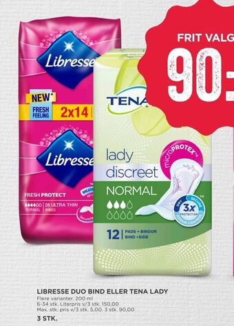 MENY Libresse duo bind eller tena lady tilbud