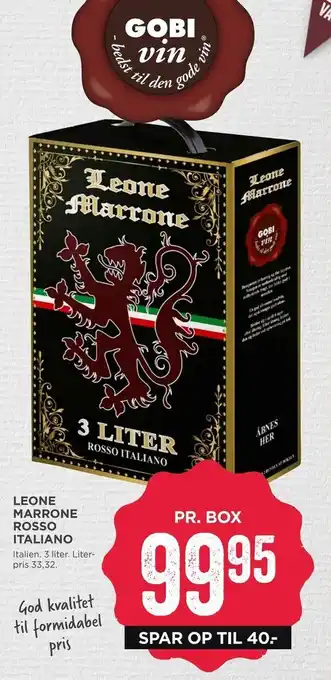 MENY Leone marrone rosso italiano tilbud