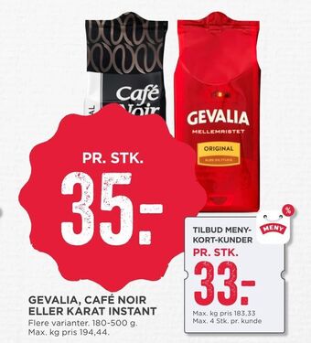 MENY Gevalia, café noir eller karat instant tilbud