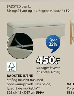 JYSK BADSTED BÆNK tilbud