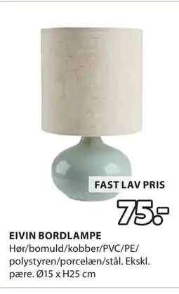 JYSK EIVIN BORDLAMPE tilbud