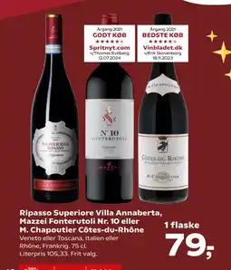 Kvickly Ripasso Superiore Villa Annaberta, Mazzei Fonterutoli Nr. 10 eller M. Chapoutier Côtes-du-Rhône tilbud