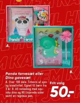 Bilka Panda farvesæt eller Dino gavesæt tilbud