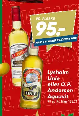 Bilka Lysholm Linie eller O.P. Anderson Aquavit tilbud