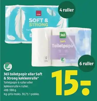 Coop 365 365 toiletpapir eller Soft & Strong køkkenrulle tilbud