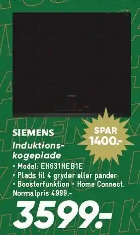 Bilka SIEMENS Induktionskogeplade tilbud