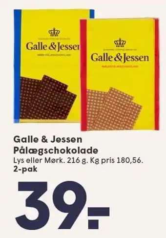 SPAR Galle & Jessen Pålægschokolade tilbud