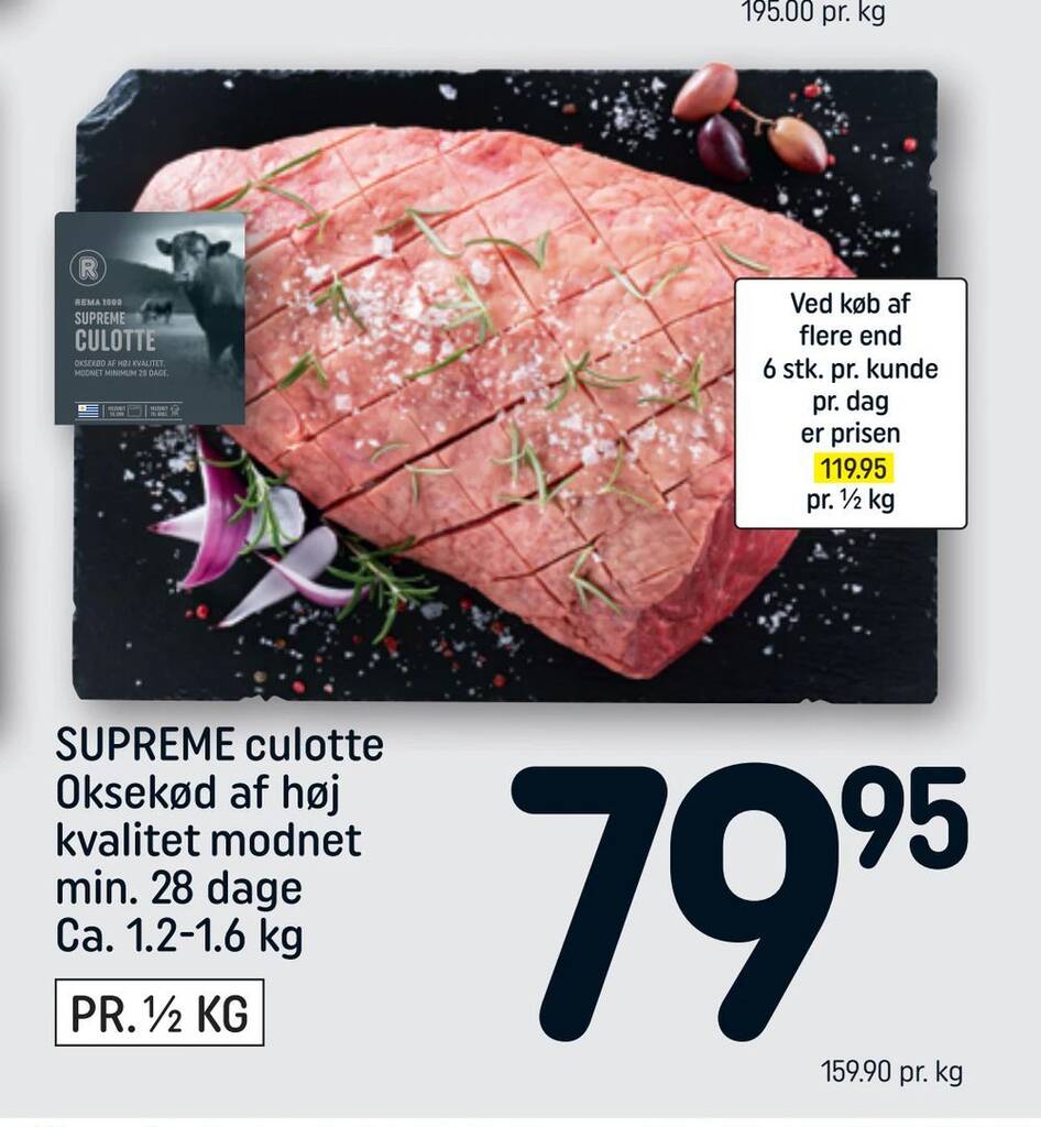 SUPREME culotte Oksekod af hoj kvalitet modnet min. 28 dage Ca. 1.2 1.6 kg tilbud hos Rema 1000