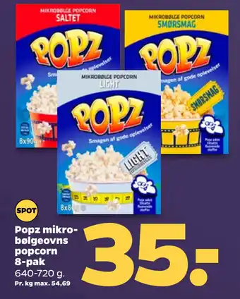 Netto Popz mikrobølgeovns popcorn 8-pak tilbud