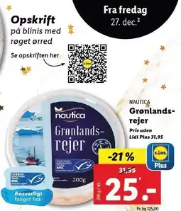 Lidl NAUTICA Grønlandsrejer tilbud