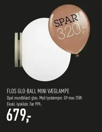Johannes Fog Flos glo-ball mini væglampe tilbud