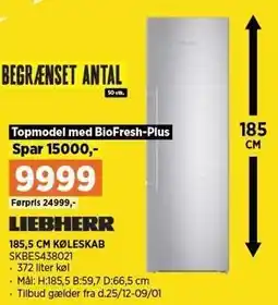 Power 185,5 CM KØLESKAB tilbud