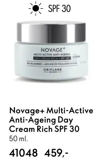 Oriflame NOVAGE+ Multi-active anti-ageing day cream rich spf 30 tilbud